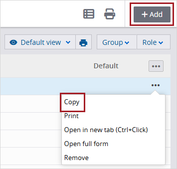 Security role tabs
